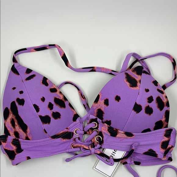 Hula Honey Swimwear True Spots Lace-Up Midkini Juniors Small - Picture 2 of 6